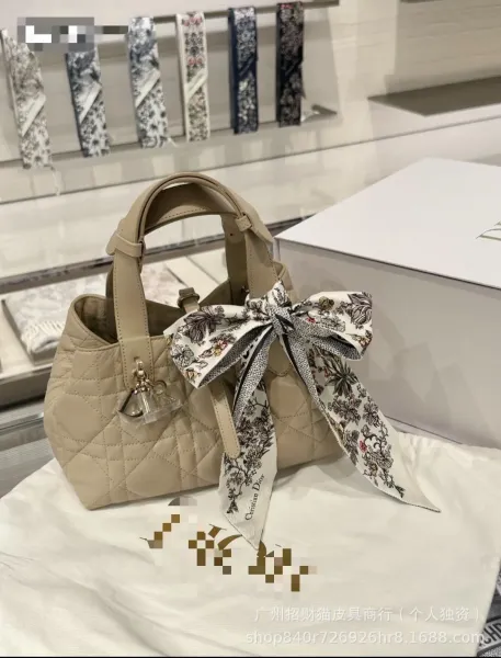 Dior Lady Dior Mini and Medium White Quilted Leather Handbags - 3