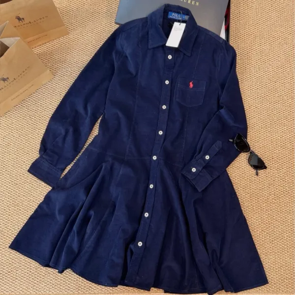 Ralph Lauren Polo Corduroy Shirt Dress Navy - 1