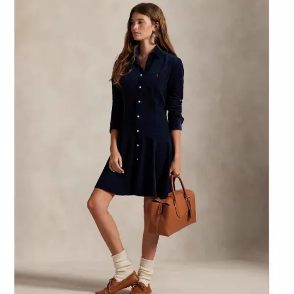 Ralph Lauren Polo Corduroy Shirt Dress Navy - 4