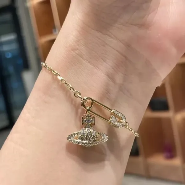 Vivienne Westwood Orb Safety Pin Bracelet Silver - 4
