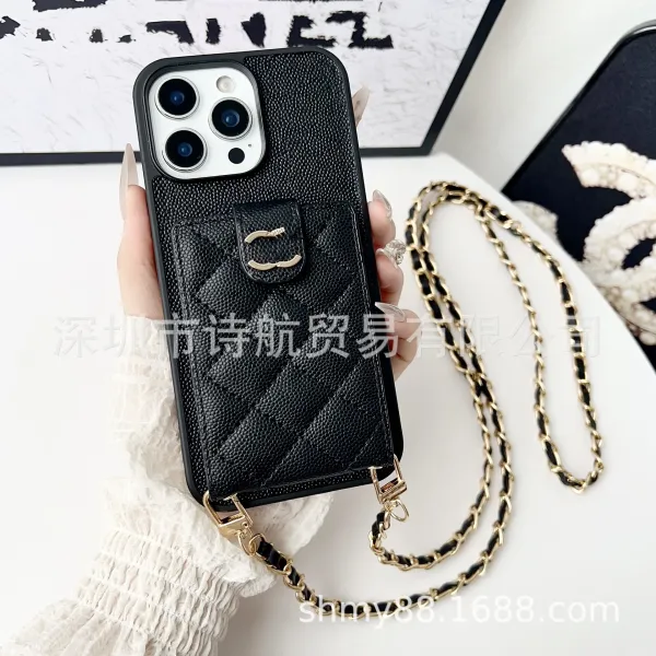 Chanel-Inspired Quilted Chain Phone Case White Phone-Case - 4