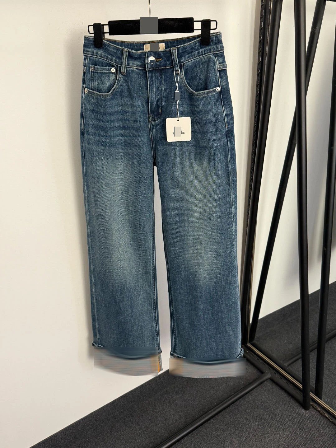 Design Wide-Leg Cropped Denim Jeans Blue - 4
