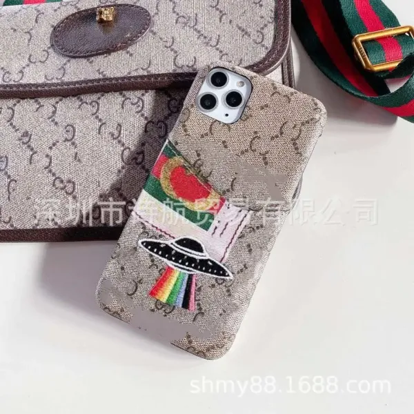 Gucci GG Marmont Canvas Phone Case with Web Stripe and Snake Embroidery Beige Phone-Case - 4