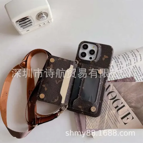 Louis Vuitton Monogram Canvas Phone Case with Strap Brown Crossbody Phone-Accessories - 5