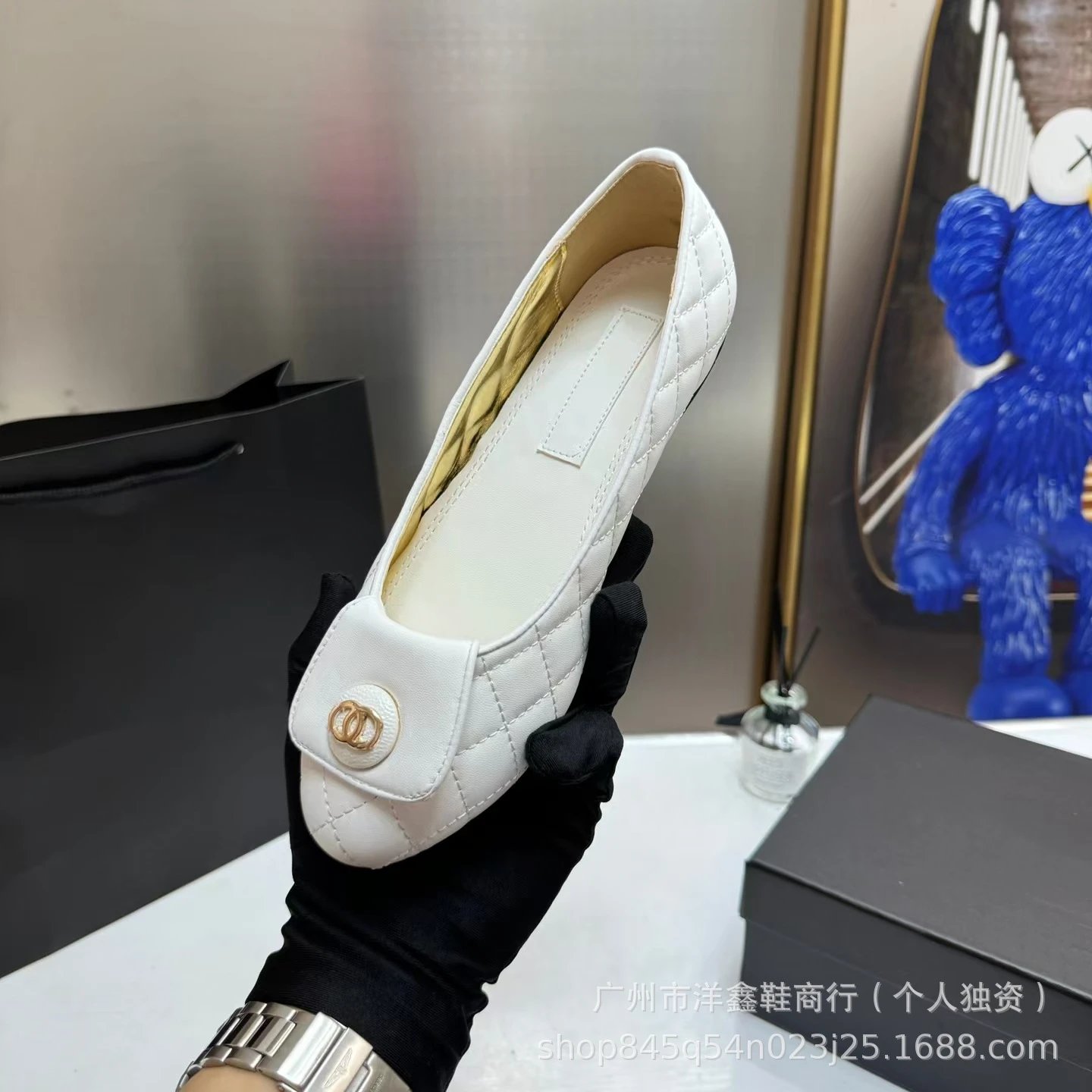 Chanel Quilted Loafers Black Leather Shoes - 22