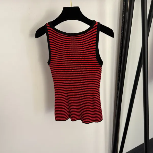 Prada Striped Knit Vest-Top Black and White - 11