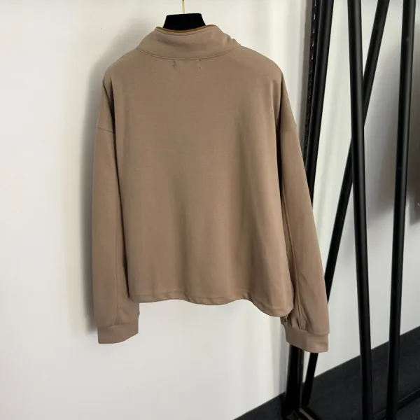 Design Cropped Half-Zip Sweater and Wide-Leg Sweatpants Set Beige - 8