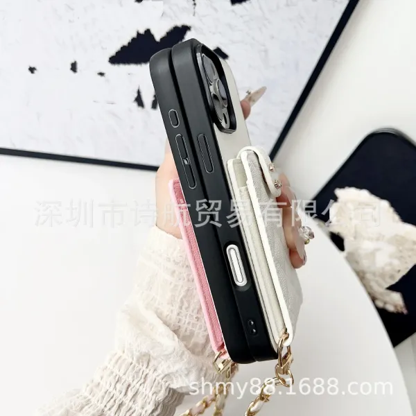 Chanel-Inspired Quilted Chain Phone Case White Phone-Case - 10