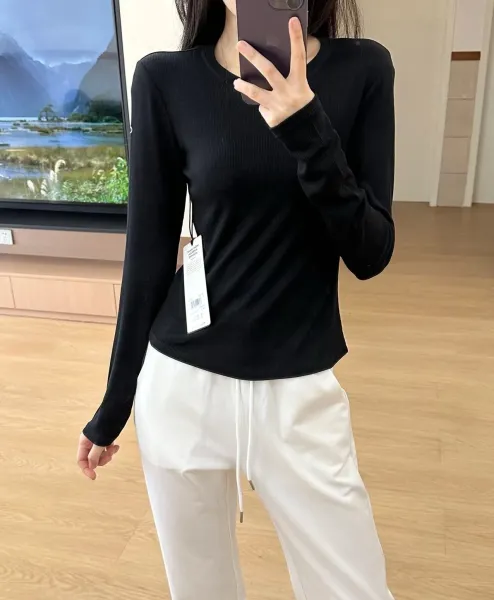Alo Yoga Ribbed Long Sleeve Base Layer Gray - 18