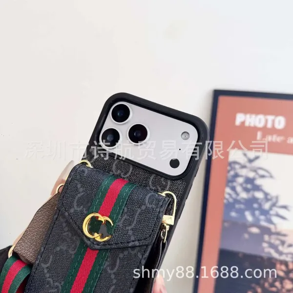 Gucci GG Marmont Phone Crossbody Bag Black/Red/Green - 7