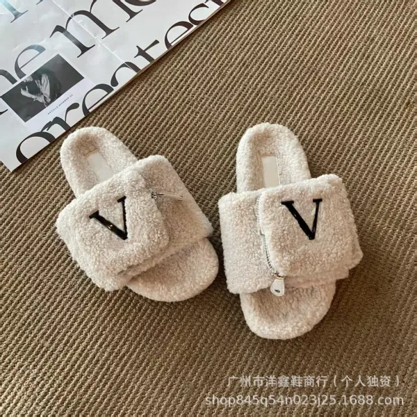 Valentino Garavani VLogo Shearling Slippers Brown - 21