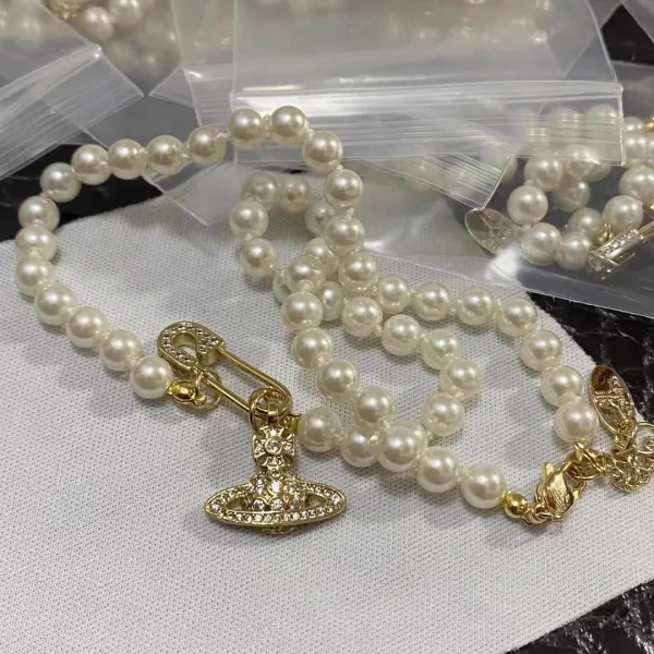 Vivienne Westwood Orb Pearl Necklace Gold - 1