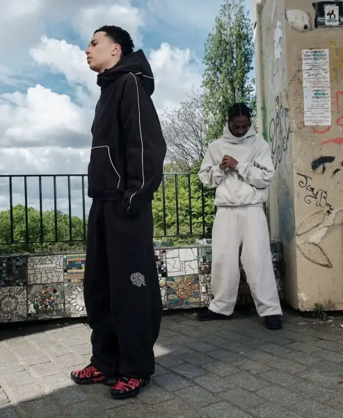 MMY Black and Gray Contrast Hoodie and Sweatpants Set - 7