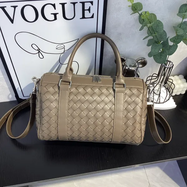 Bottega Veneta Intrecciato Mini Boston Bag Beige Handbag - 1
