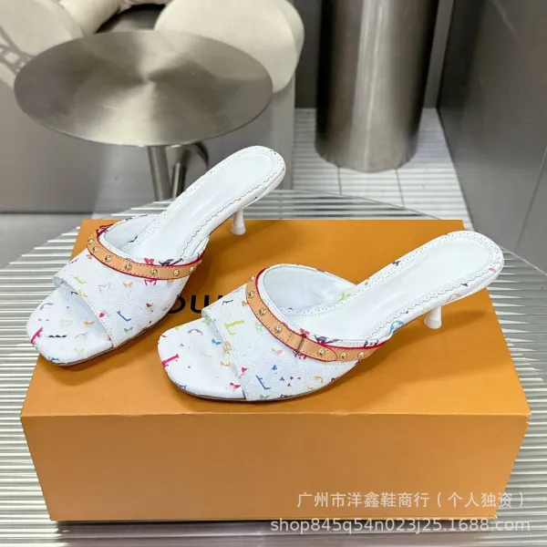 Louis Vuitton Multicolor Monogram Mule White Heels - 8