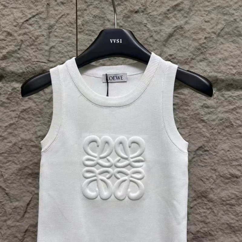 Loewe Anagram Knit Vest Top White - 1