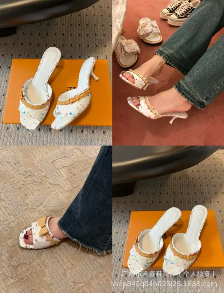 Louis Vuitton Multicolor Monogram Mule White Heels - 2
