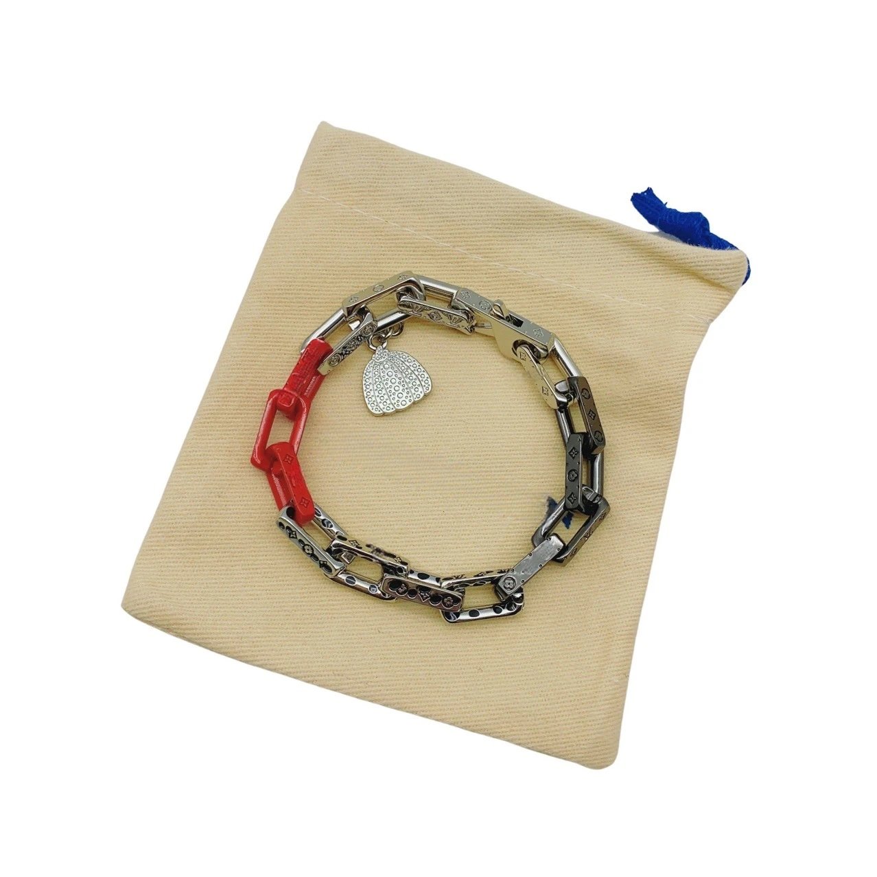 Design Chain Link Bracelet with Enamel Blue Accents and Shell Charm Bracelet - 2