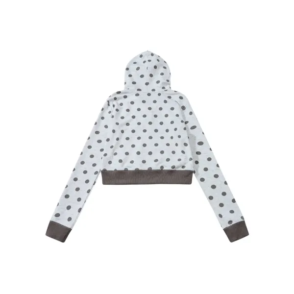 Saint Tears Polka Dot Cropped Zip-Up Hoodie Black - 8