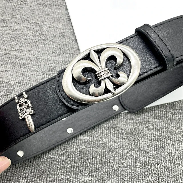 Unbranded Belts Cross-studded belt with ornate oval buckle product detail image 26
