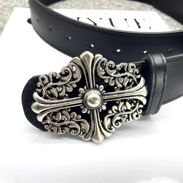 Unbranded Belts Cross-studded belt with ornate oval buckle product detail image 31