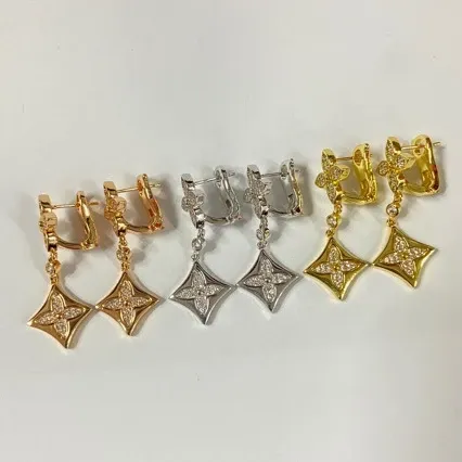 Louis Vuitton Monogram Flower Diamond Earrings Gold Jewelry - 2