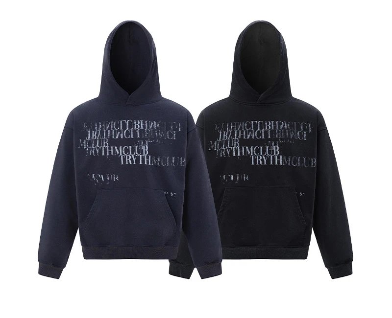 Trythmclub Distressed Logo Hoodie Black - 5