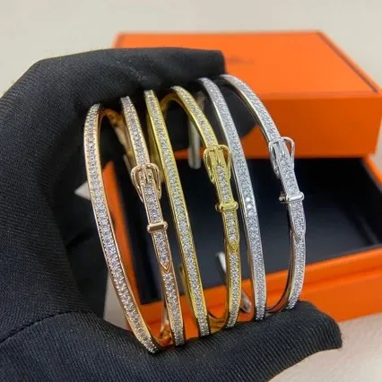 Hermès Clic H Bracelet Gold-Tone Pave Crystal Bangle - 3