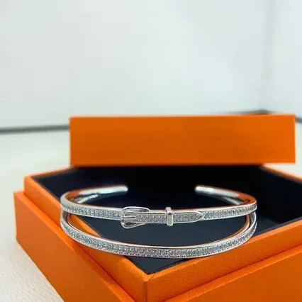 Hermès Clic H Bracelet Gold-Tone Pave Crystal Bangle - 4