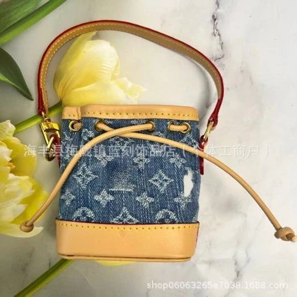 Louis Vuitton Monogram Denim Bucket Bag with Tan Leather Trim