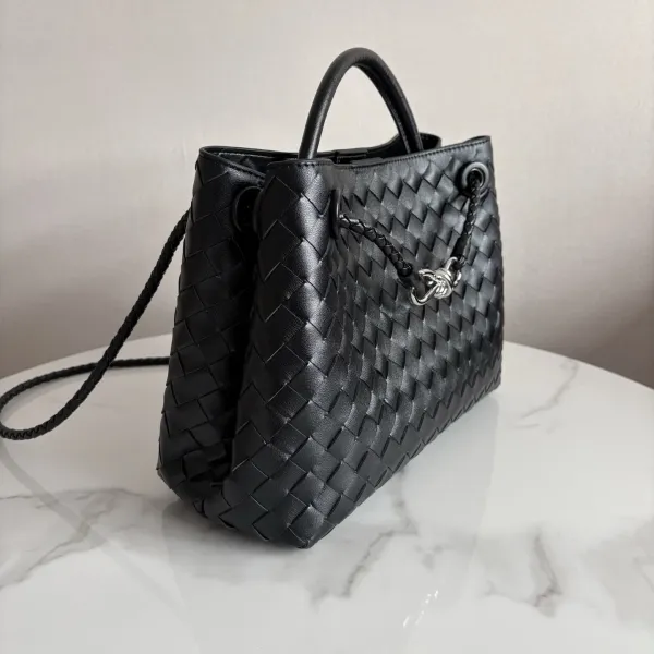 Bottega Veneta The Pouch Black Woven Leather Tote Bag - 25