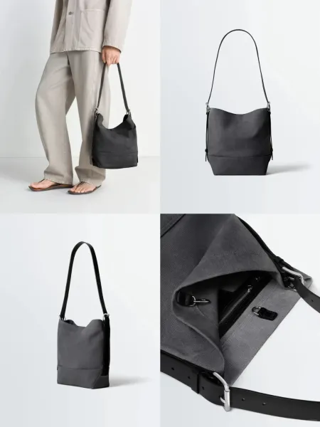Stone Island Canvas Bucket Bag Beige Shoulder Bag - 4