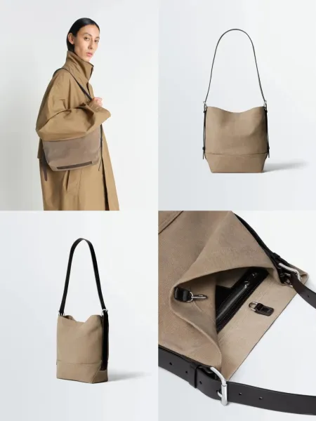 Stone Island Canvas Bucket Bag Beige Shoulder Bag - 6