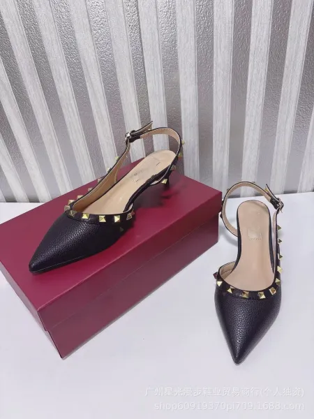 Valentino Rockstud Flat Red Patent Leather Slingback Heels - 11