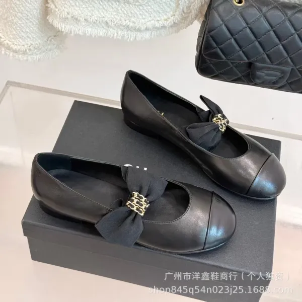 Chanel-inspired Two-Tone Bow Loafers Beige and Black Flat Shoes - 12