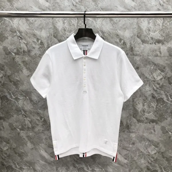 Thom Browne Classic Four-Bar Stripe Gray Polo - 14