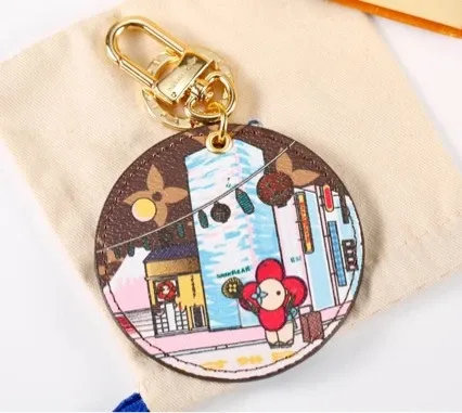 Multicolor Street Art Keychain with Gold Hardware - 5