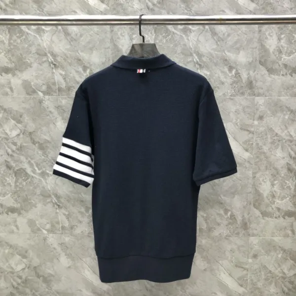 Thom Browne Classic Four-Bar Stripe Gray Knit Polo - 36