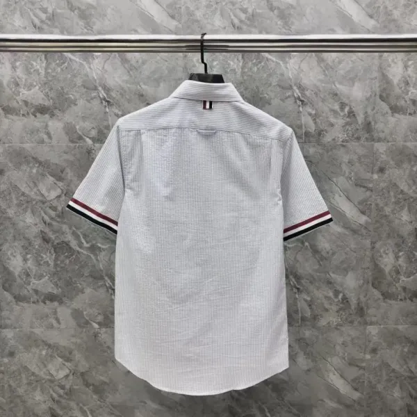 Thom Browne Short-Sleeve Oxford Shirt Light Blue - 11