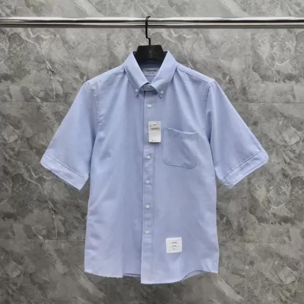 Thom Browne Short-Sleeve Oxford Shirt Light Blue - 26