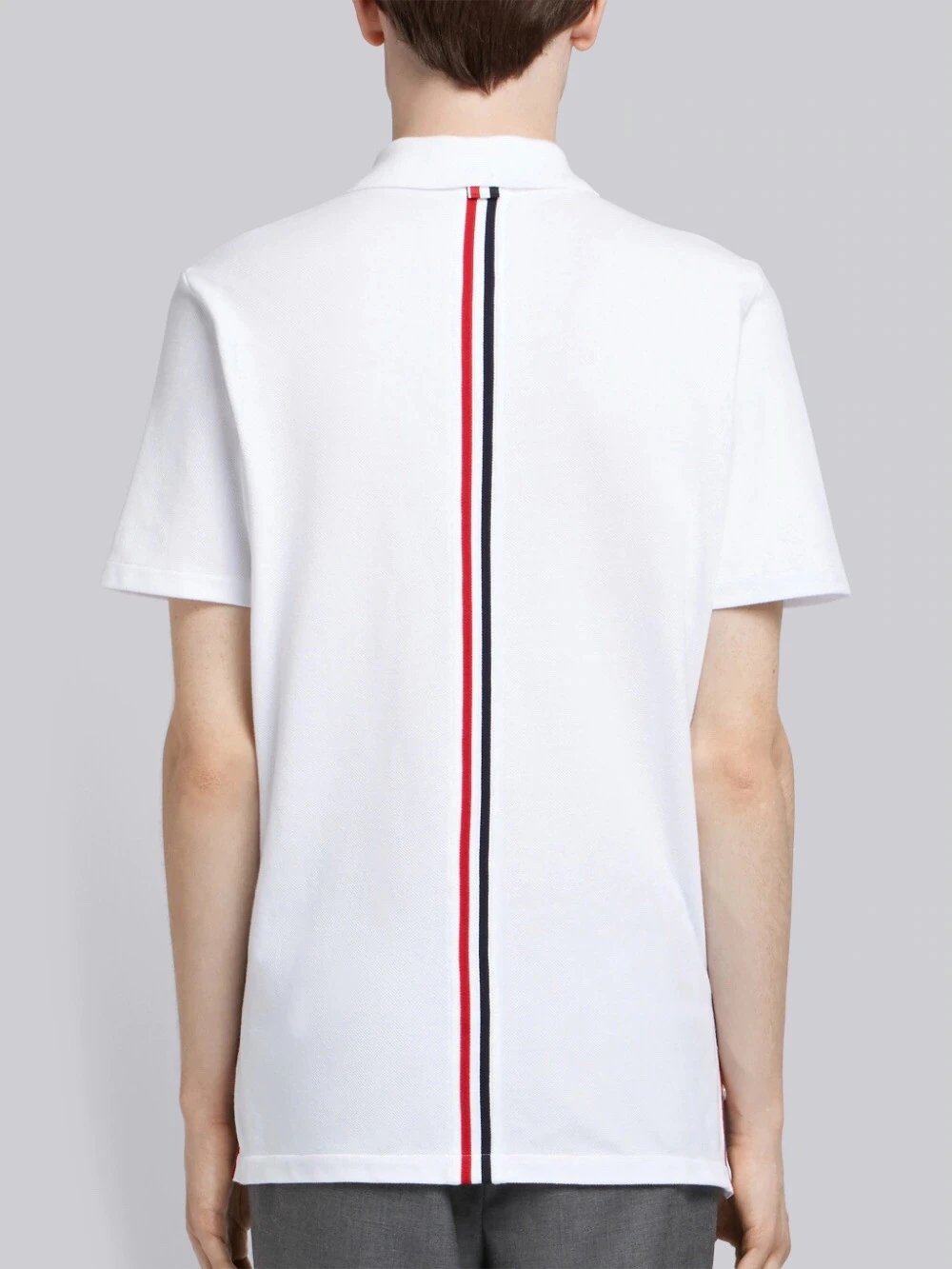 Thom Browne Classic Four-Bar Stripe Gray Polo - 3