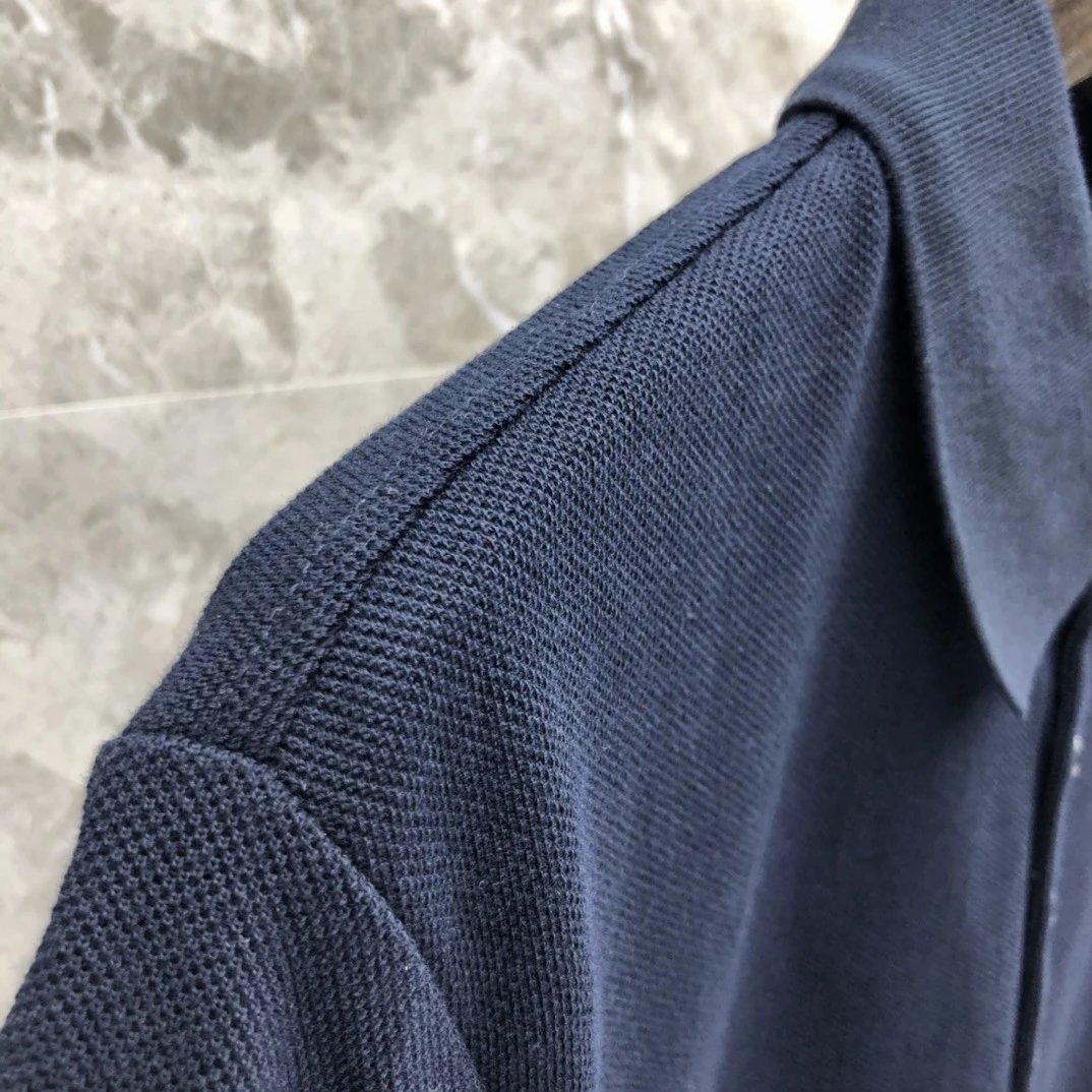 Thom Browne Classic Four-Bar Stripe Gray Polo - 34