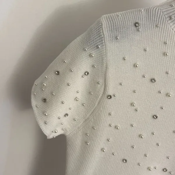 MMY Pearl-Embellished Knit Top Black - 10