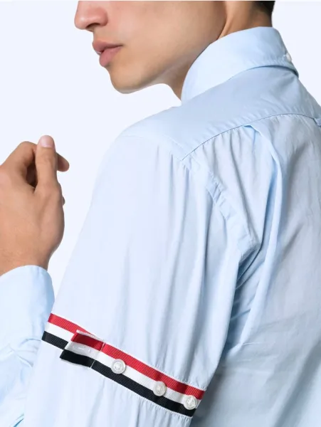 Thom Browne Classic White Shirt with 4-Bar Stripe Sleeve Detail - 5