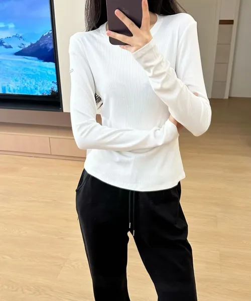 Alo Yoga Ribbed Long Sleeve Base Layer Gray - 15