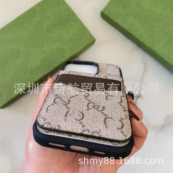 Gucci GG Marmont Phone Case with Card Holder Beige/Brown Phone-Case - 7