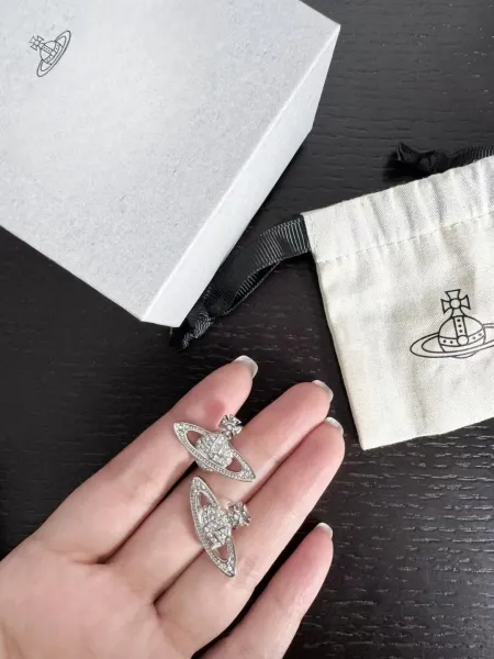 Vivienne Westwood Orb Crystal Silver Earrings - 4