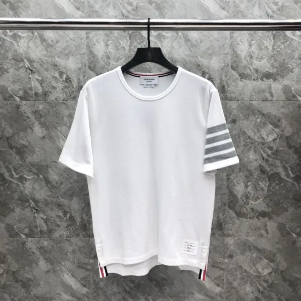 Thom Browne 4-Bar Stripe Ribbed T-Shirt Burgundy - 12