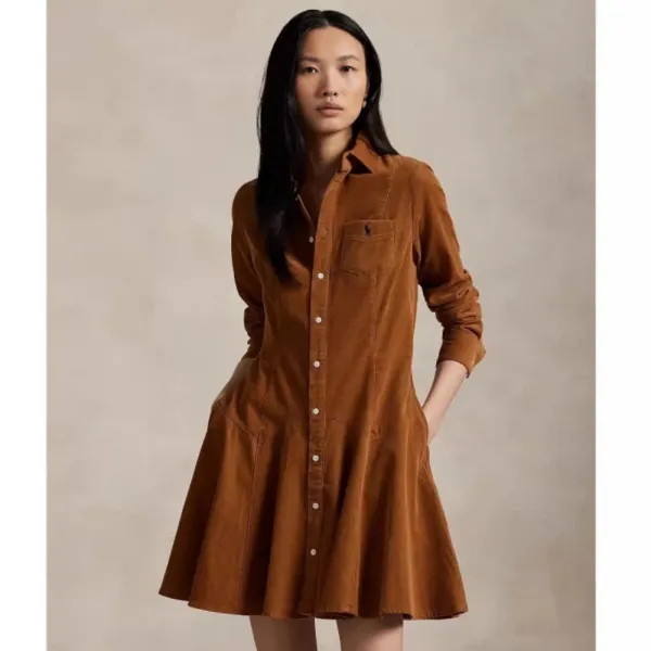 Ralph Lauren Polo Corduroy Shirt Dress Navy - 3
