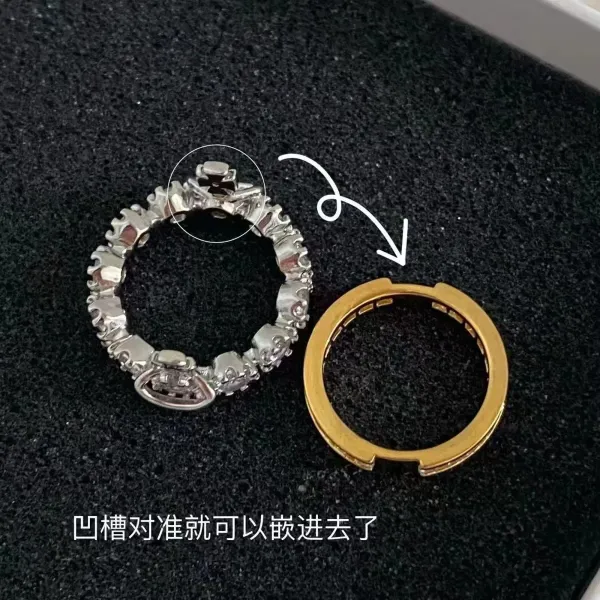 Vivienne Westwood Orb Diamond Ring Set Silver - 5